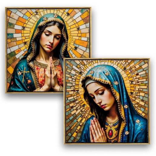Set 2 cuadros religiosos Multicolor