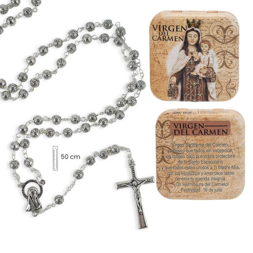 Rosario en caja Plateado