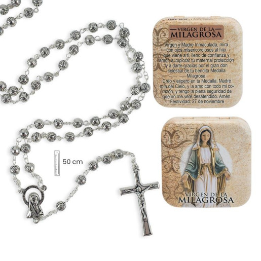 Rosario en caja Plateado