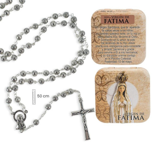 Rosario en caja Plateado