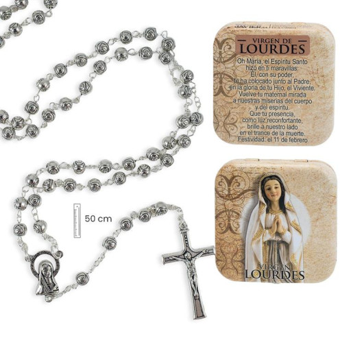 Rosario en caja Plateado