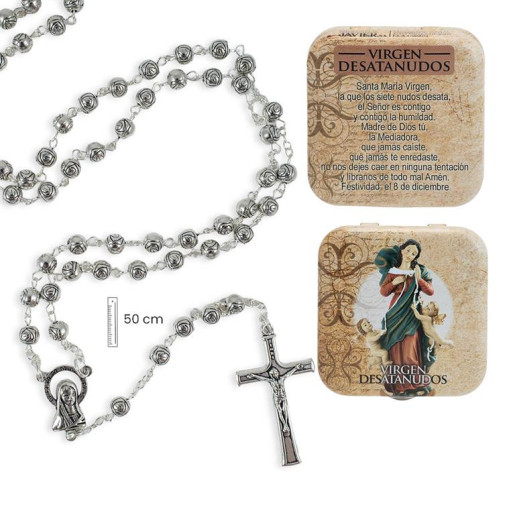 Rosario en caja Plateado