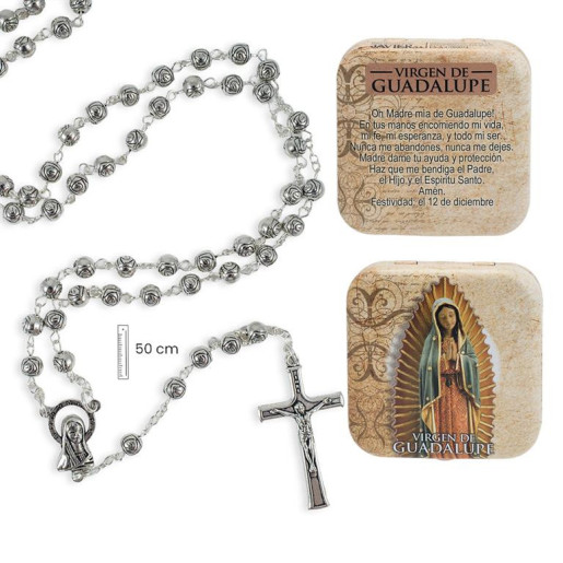 Rosario en caja Plateado