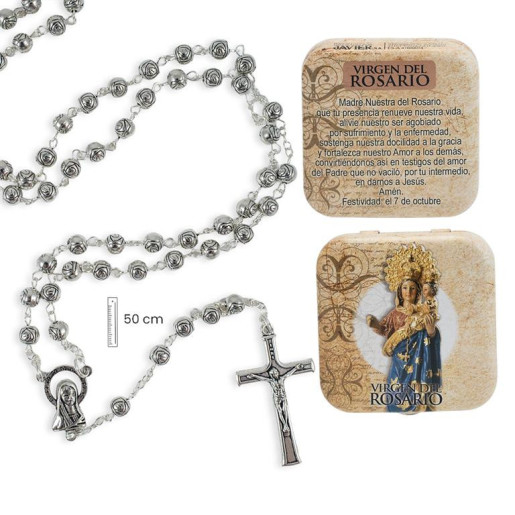 Rosario en caja Plateado