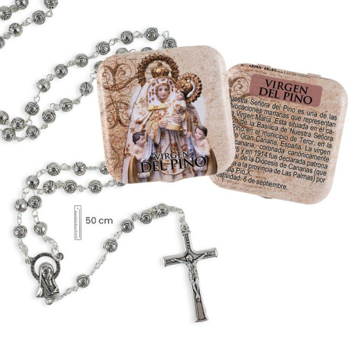 Rosario en caja Plateado