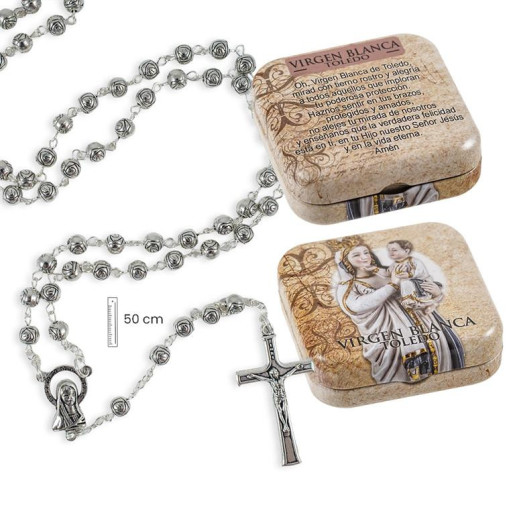 Rosario en caja Plateado