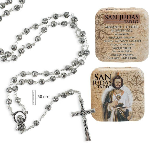 Rosario en caja Plateado