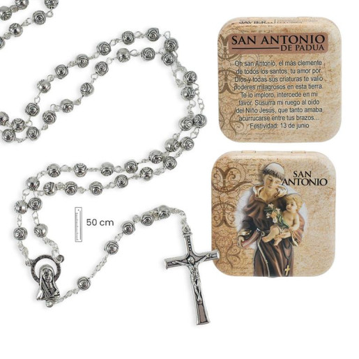 Rosario en caja Plateado