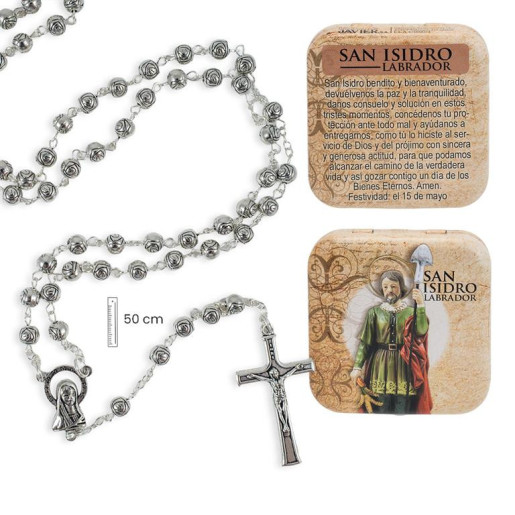 Rosario en caja Plateado