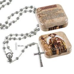 Rosario en caja Plateado