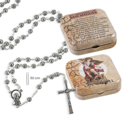 Rosario en caja Plateado