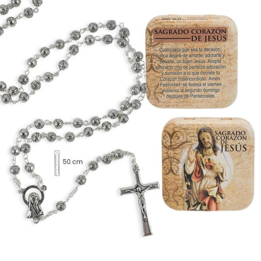 Rosario en caja Plateado