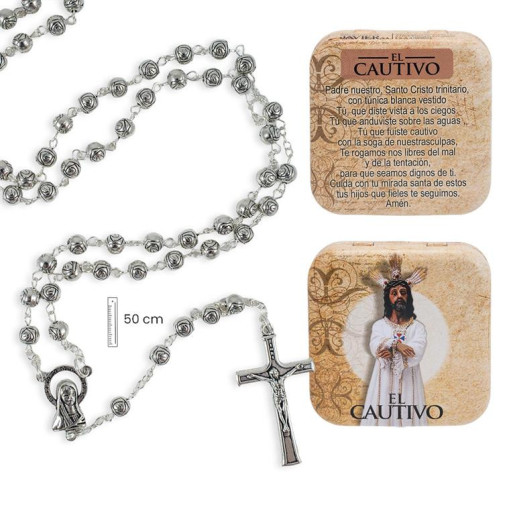 Rosario en caja Plateado