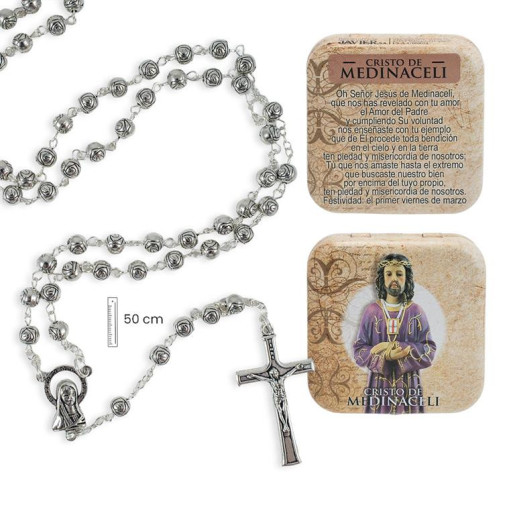 Rosario en caja Plateado