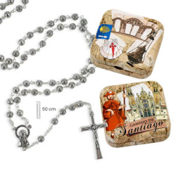 Rosario en caja Plateado