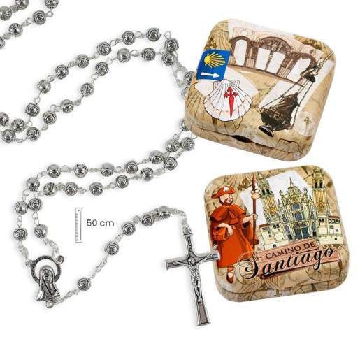 Rosario en caja Plateado