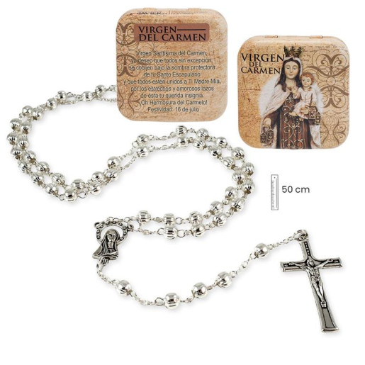 Rosario en caja Plateado