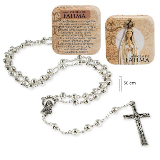 Rosario en caja Plateado