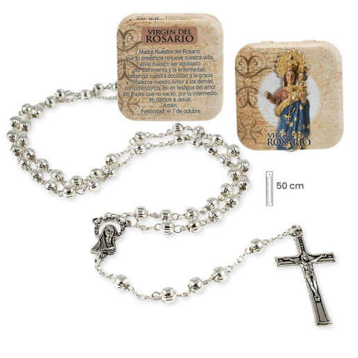 Rosario en caja Plateado