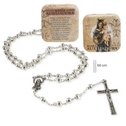 Rosario en caja Plateado