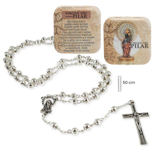 Rosario en caja Plateado