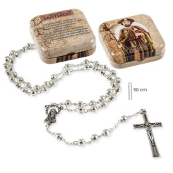 Rosario en caja Plateado