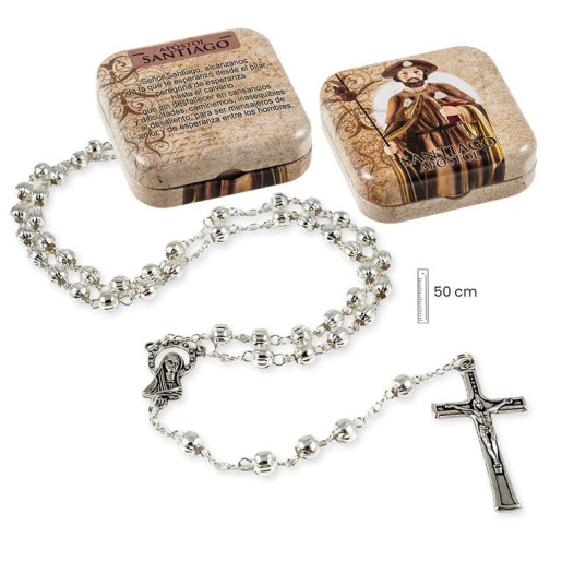 Rosario en caja Plateado