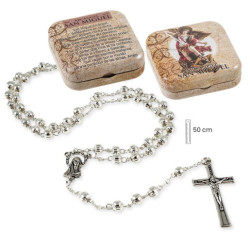 Rosario en caja Plateado