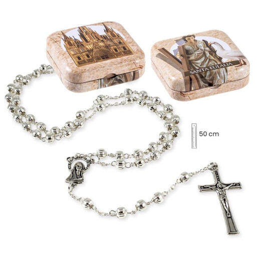 Rosario en caja Plateado