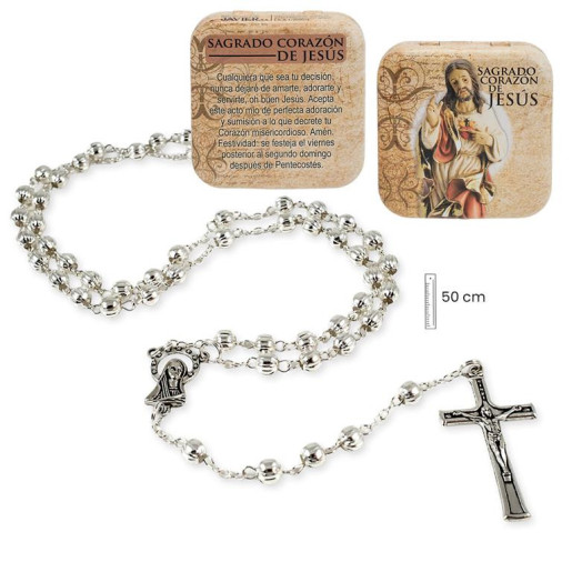 Rosario en caja Plateado