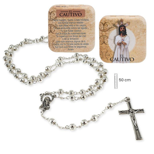 Rosario en caja Plateado