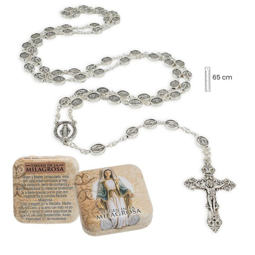 Rosario en caja Plateado