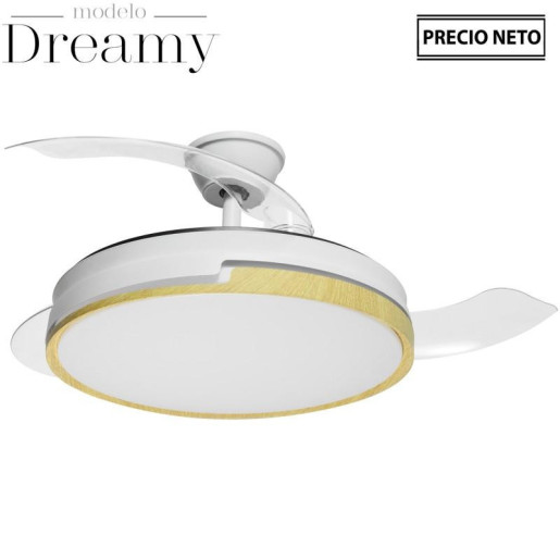 Ventilador dreamy blanco y madera