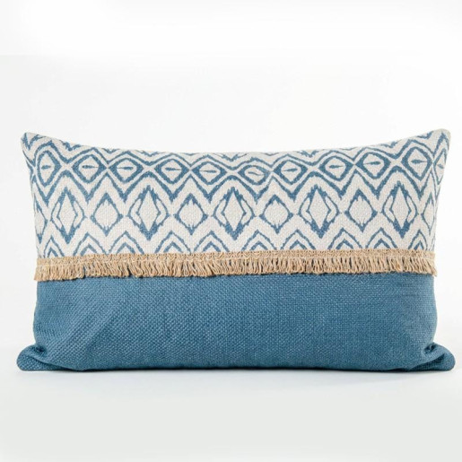 Cojin azul y blanco