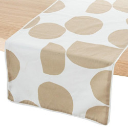 Camino de mesa beig y blanco