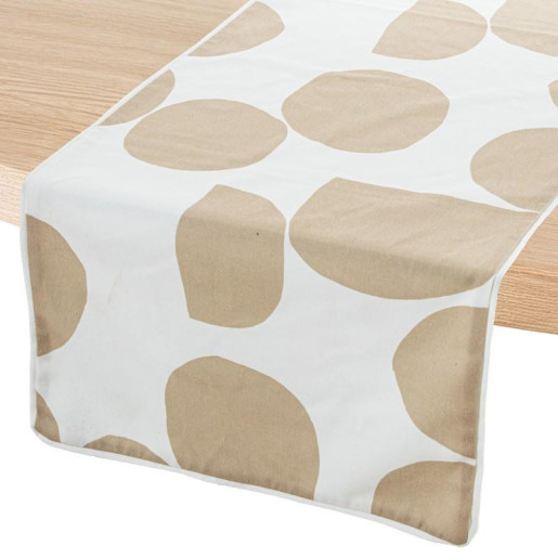 Camino de mesa beig y blanco