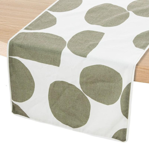 Camino de mesa verde y blanco
