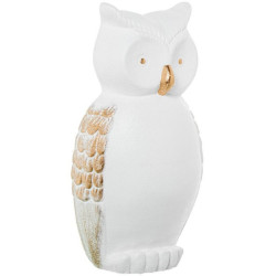 Figura buho blanco arema y dorado