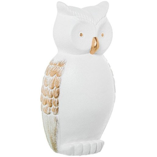 Figura buho blanco arema y dorado