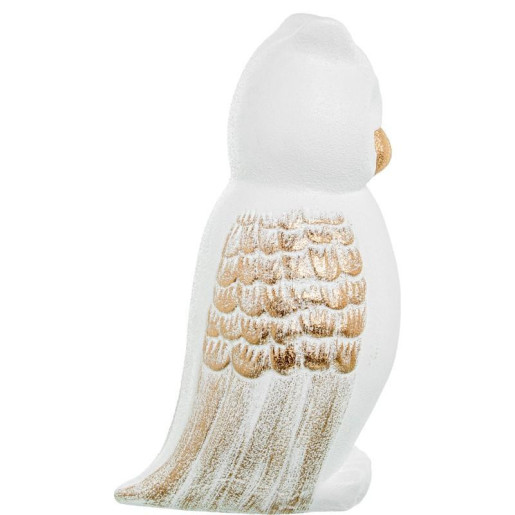 Figura buho blanco arema y dorado