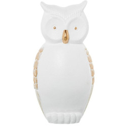 Figura buho blanco arema y dorado