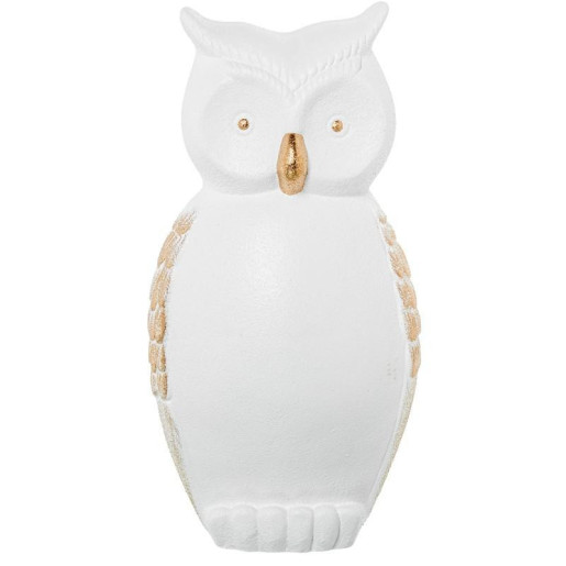 Figura buho blanco arema y dorado