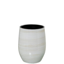 Jarron blanco y beige brillo