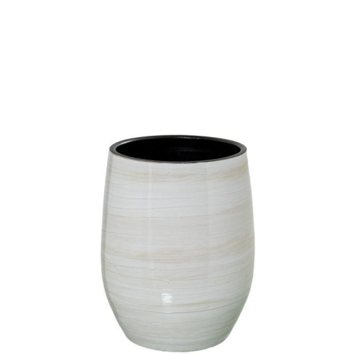 Jarron blanco y beige brillo