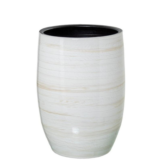 Jarron blanco y beige brillo