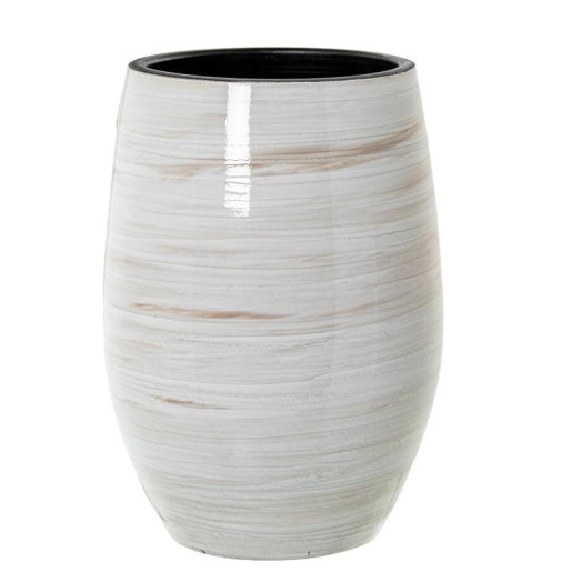 Jarron blanco y beige brillo