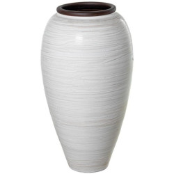 Jarron blanco y beige brillo y marron oscuro