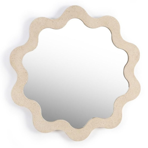 Espejo crema efecto piedra