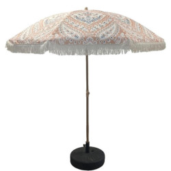Parasol blanco, beige y verde