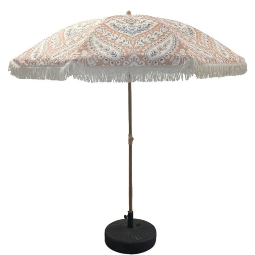 Parasol blanco, beige y verde